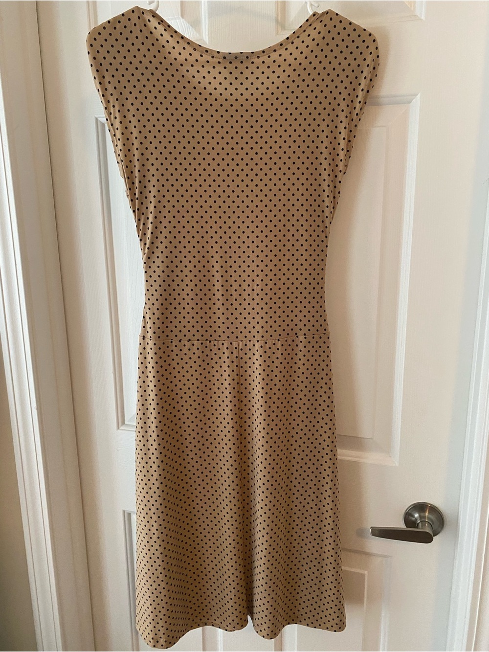 Enfocus Studio Beige Polka Dot Ruched Waist Dress - Picture 2 of 4